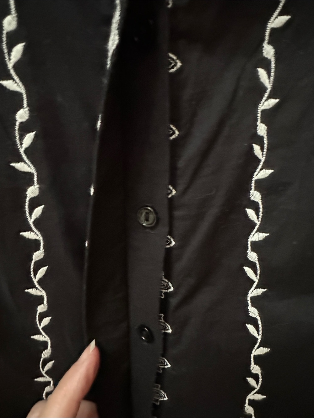 Anne Carson Black Dress with White Embroidered Stripes - Picture 12 of 15